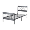 Modern Metal Bed Frame with Cross-Design Headboard