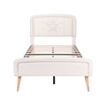 Modern Upholstered Bed Frame with Sleek Design and Wooden Legs