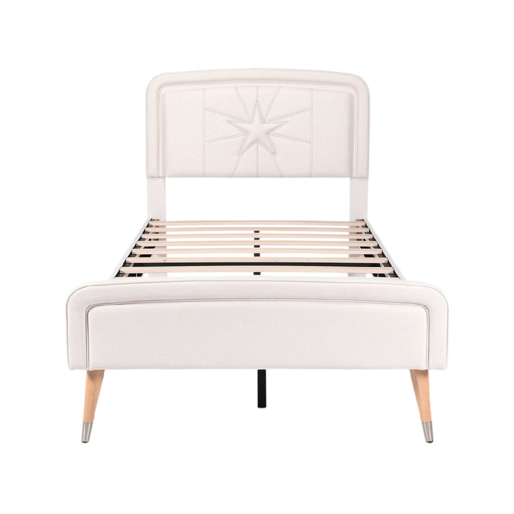 Modern Upholstered Bed Frame with Sleek Design and Wooden Legs